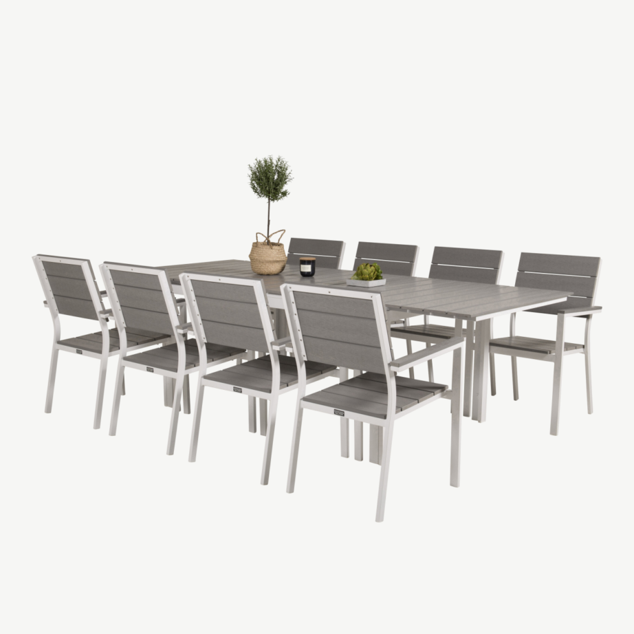 Laiendatav söögikomplekt Levels (valge alumiinium, hall aintwood, 8 tooli), GR18242 – 4