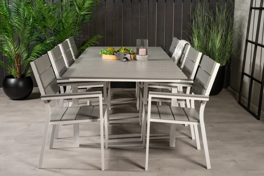 Laiendatav söögikomplekt Levels (valge alumiinium, hall aintwood, 8 tooli), GR18242 – 5