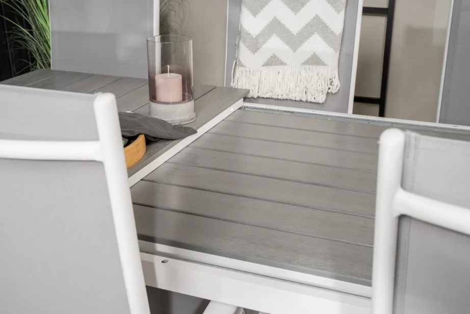 Levels ristkülikukujuline aiakomplekt (alumiinium, aintwood, hall/valge, 8 kokkupandavat reguleeritavat tooli), GR18247 – 9