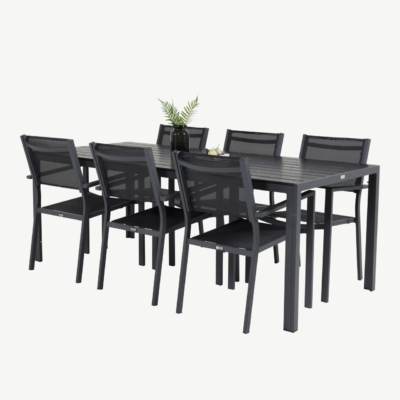 Aiamööbli söögikomplekt Break mustade Copacabana toolidega (alumiinium, puitplastkomposiit, 205x90 cm) - GR18254
