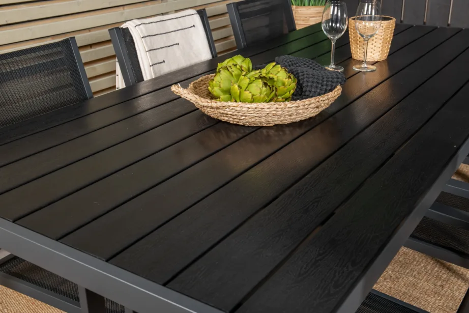 Aiamööbli söögikomplekt Break mustade Copacabana toolidega (alumiinium, puitplastkomposiit, 205×90 cm), GR18254 – 7