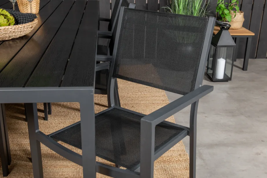 Aiamööbli söögikomplekt Break mustade Copacabana toolidega (alumiinium, puitplastkomposiit, 205×90 cm), GR18254 – 8