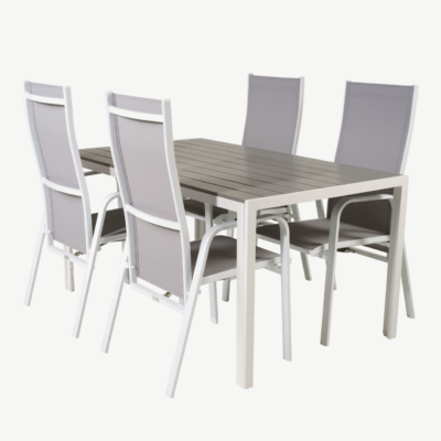 Aiamööblikomplekt Break – hallist puitplastkomposiidist laud ja reguleeritavad Copacabana toolid - GR18305
