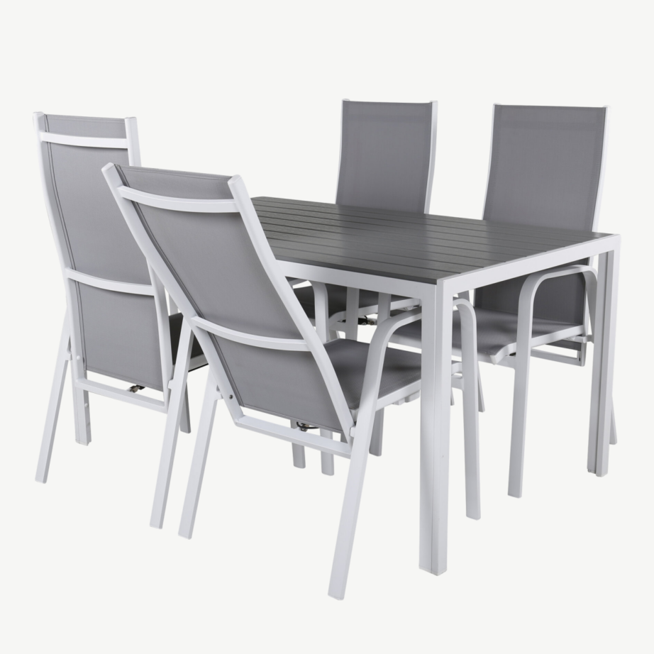 Aiamööblikomplekt Break – hallist puitplastkomposiidist laud ja reguleeritavad Copacabana toolid, GR18305 – 4