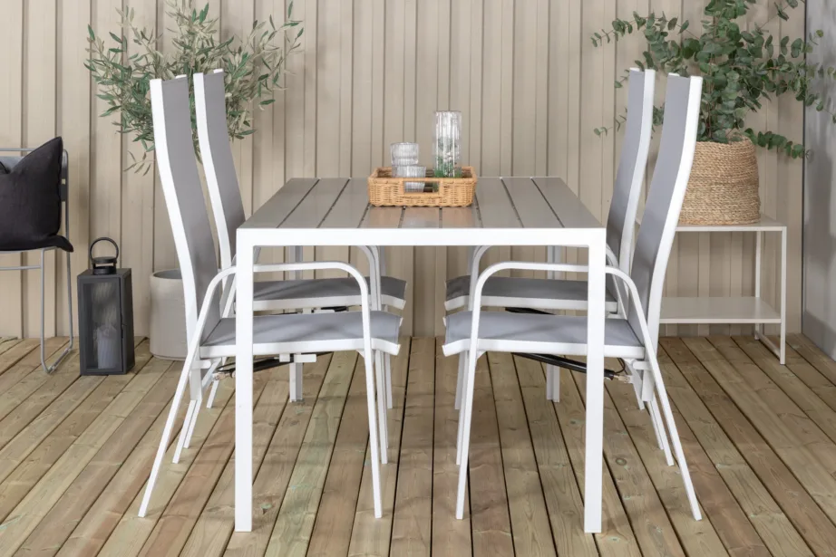 Aiamööblikomplekt Break – hallist puitplastkomposiidist laud ja reguleeritavad Copacabana toolid, GR18305 – 7