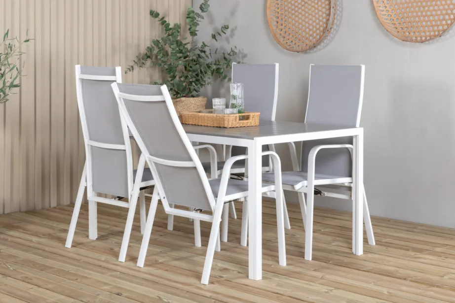 Aiamööblikomplekt Break – hallist puitplastkomposiidist laud ja reguleeritavad Copacabana toolid, GR18305 – 9