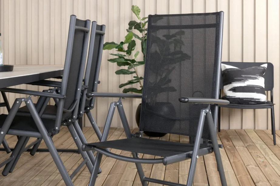 Texas ristkülikukujuline söögilaud (klaasist lauaplaat, must alumiinium, tiigipuust serv), GR18391 – 10