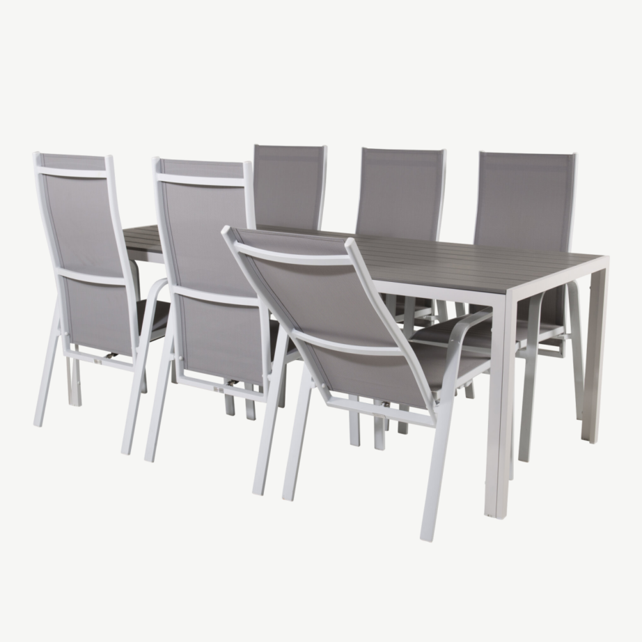 Break söögigrupi komplekt terrassile (hall aintwood laud, 6 reguleeritavat tooli, valge alumiiniumraam), GR18748 – 3