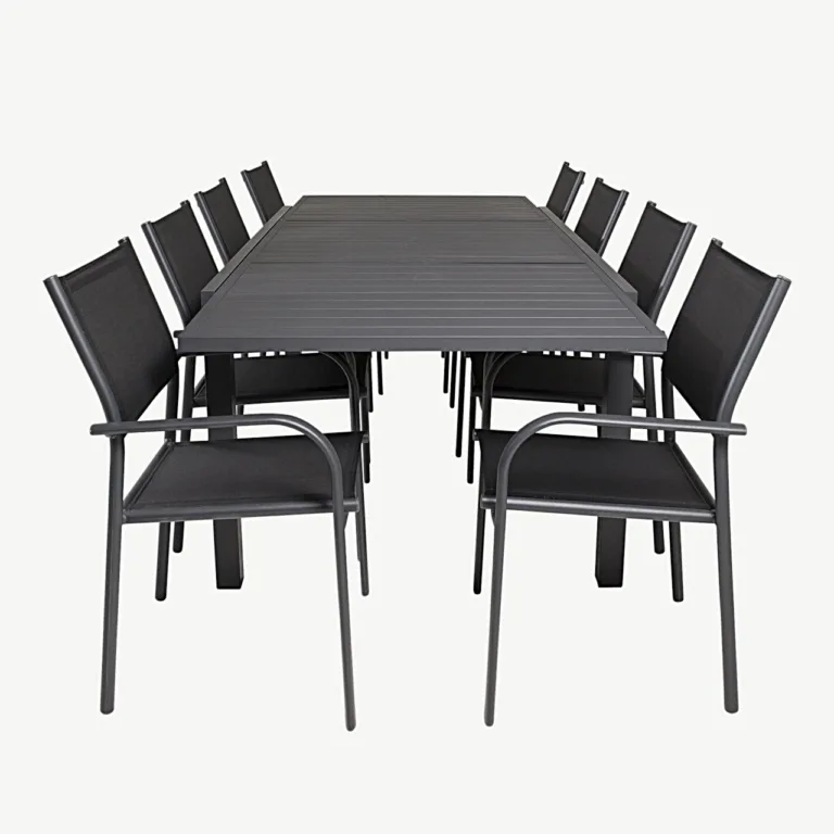Must laiendatav aiakomplekt Marbella lauaga ja virnastatavate Santorini toolidega - GR18825
