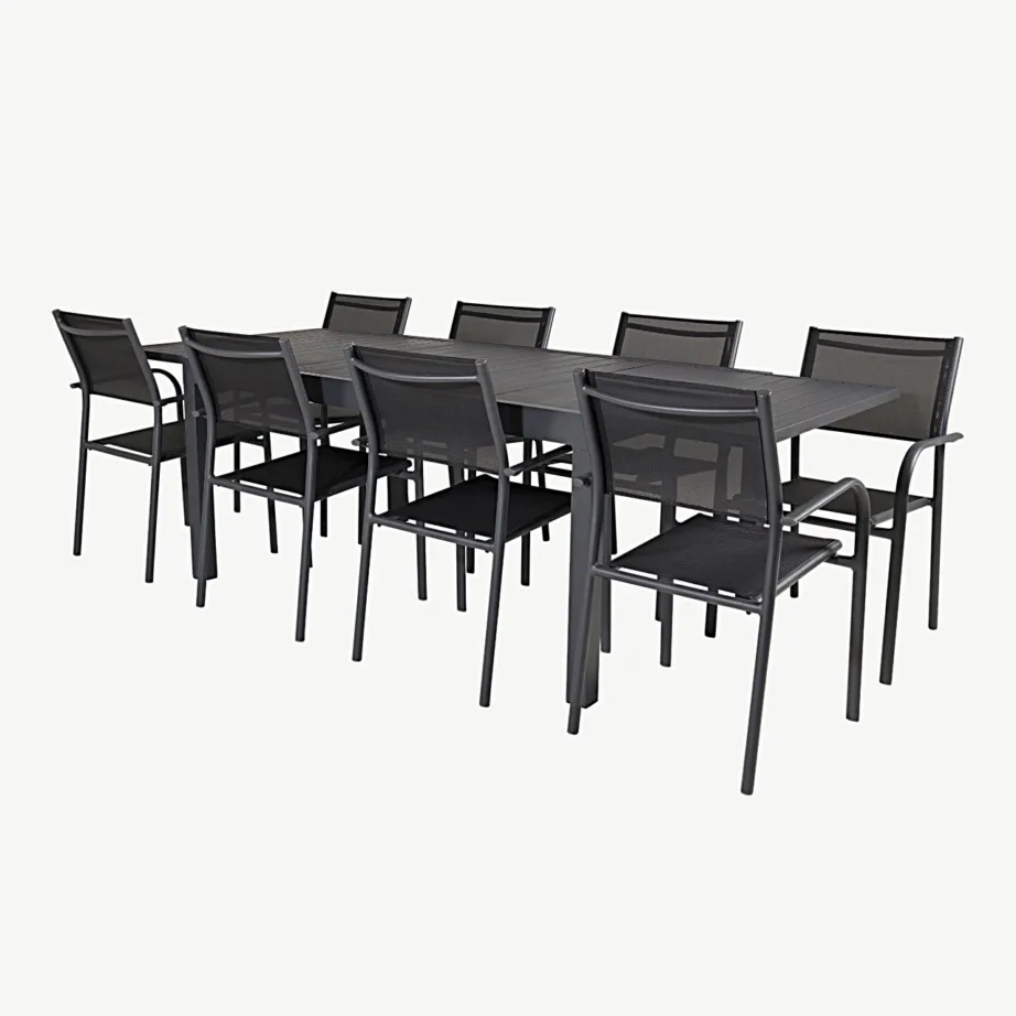 Must laiendatav aiakomplekt Marbella lauaga ja virnastatavate Santorini toolidega, GR18825 – 3