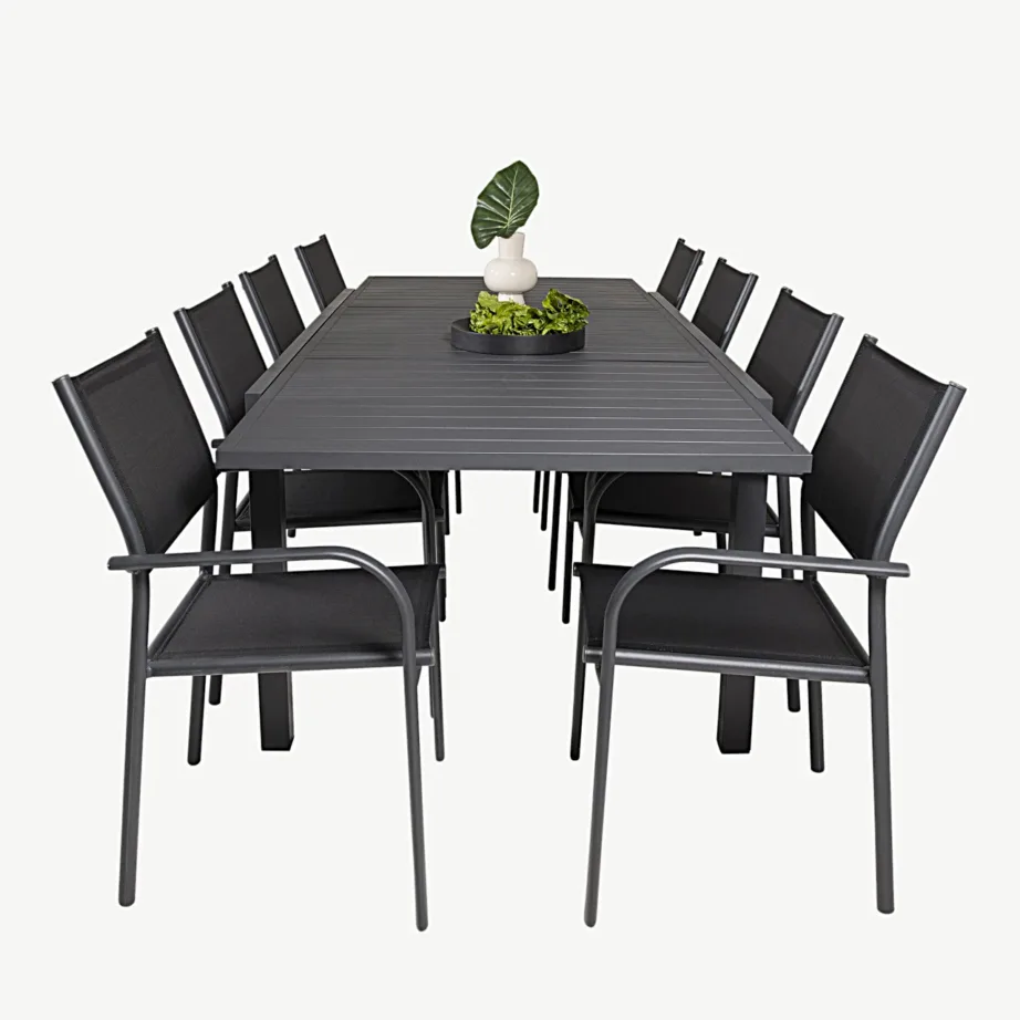 Must laiendatav aiakomplekt Marbella lauaga ja virnastatavate Santorini toolidega, GR18825 – 4