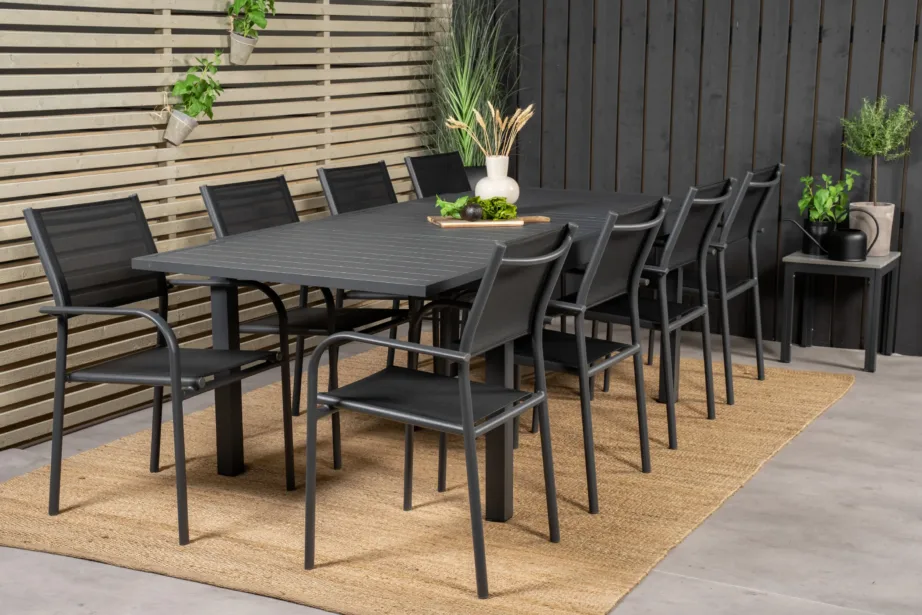 Must laiendatav aiakomplekt Marbella lauaga ja virnastatavate Santorini toolidega, GR18825 – 6