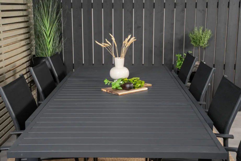 Must laiendatav aiakomplekt Marbella lauaga ja virnastatavate Santorini toolidega, GR18825 – 7