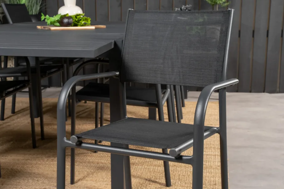 Must laiendatav aiakomplekt Marbella lauaga ja virnastatavate Santorini toolidega, GR18825 – 8