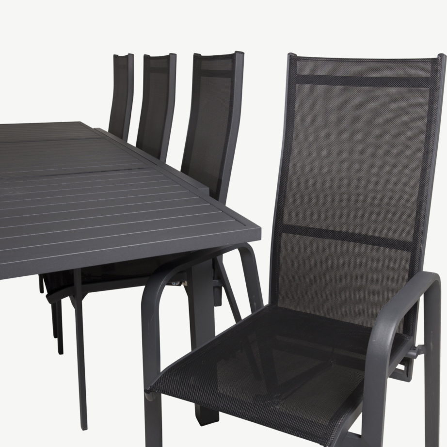 Marbella must alumiiniumist aiamööbli komplekt (8 söögitooli ja ristkülikukujuline laud, 240×100 cm), GR18833 – 6