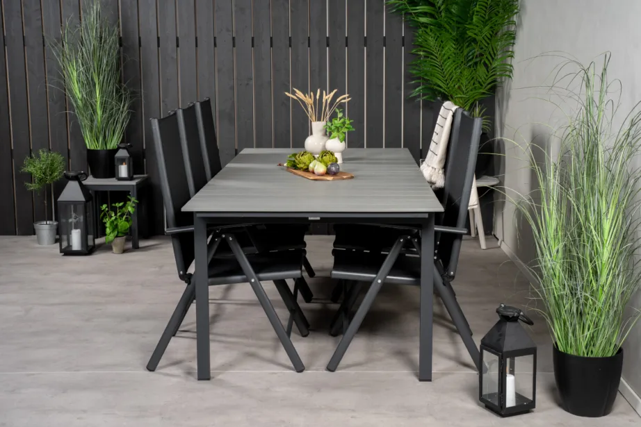 Aiamööblikomplekt Levels: ristkülikukujuline laud ja 6 musta Break tooli (hall puitplastkomposiit, alumiinium), GR18836 – 7