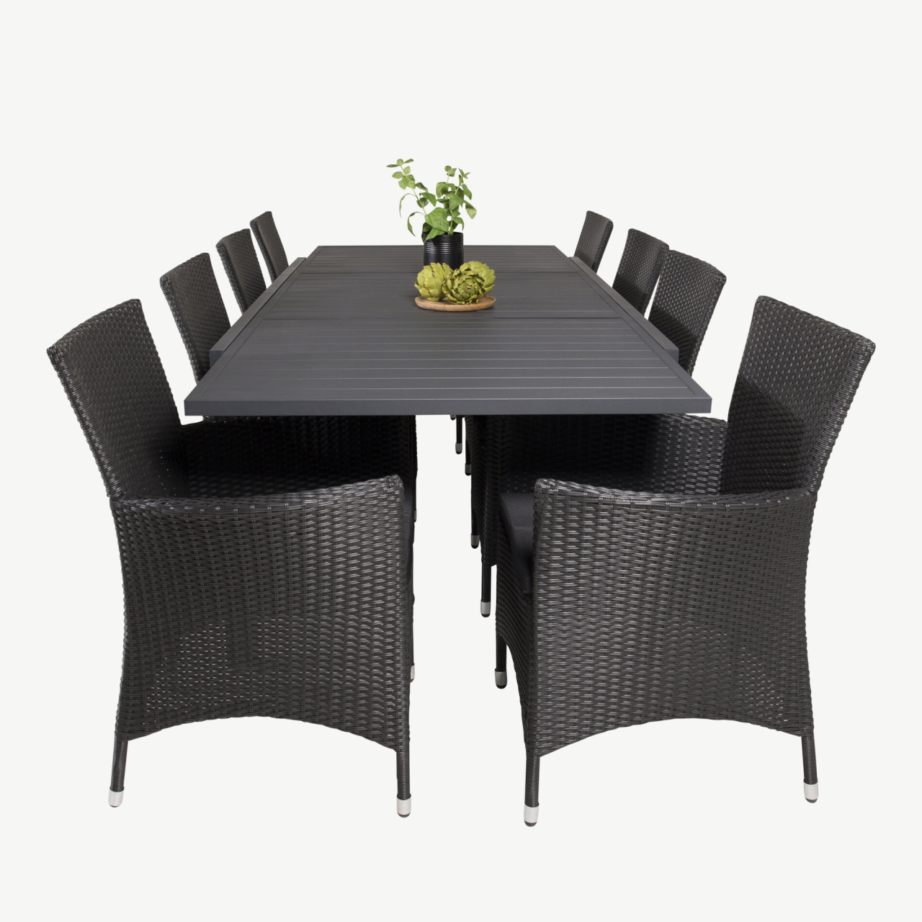 Marbella must aiasöögikomplekt alumiiniumlaua ja 8 polürotangist tooliga, GR18847 – 3