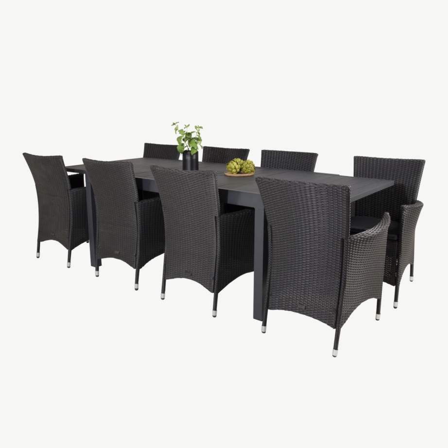 Marbella must aiasöögikomplekt alumiiniumlaua ja 8 polürotangist tooliga, GR18847 – 4