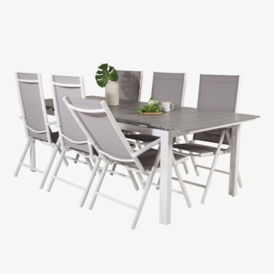 Õuemööbli söögikomplekt Levels (alumiinium, hall aintwood laud, 6 halli tooli) - GR18870