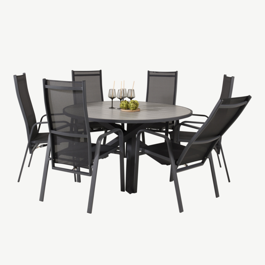 Parma ümmargune aiamööblikomplekt (aintwood laud ø140 cm, 6 reguleeritavat tooli), GR18896