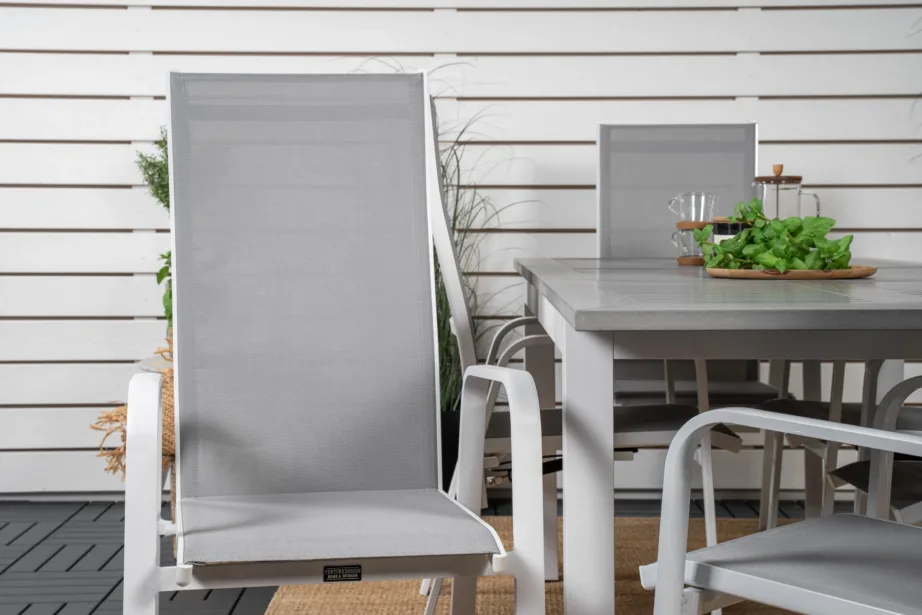 Pikendatav aiakomplekt Albany – valge alumiinium, hall aintwood laud ja reguleeritavad Copacabana toolid, GR18975 – 11