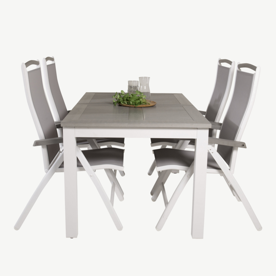 Albany pikendatav valge aialaud ja kokkupandavad toolid, hall puitplastkomposiit, GR18990 – 4