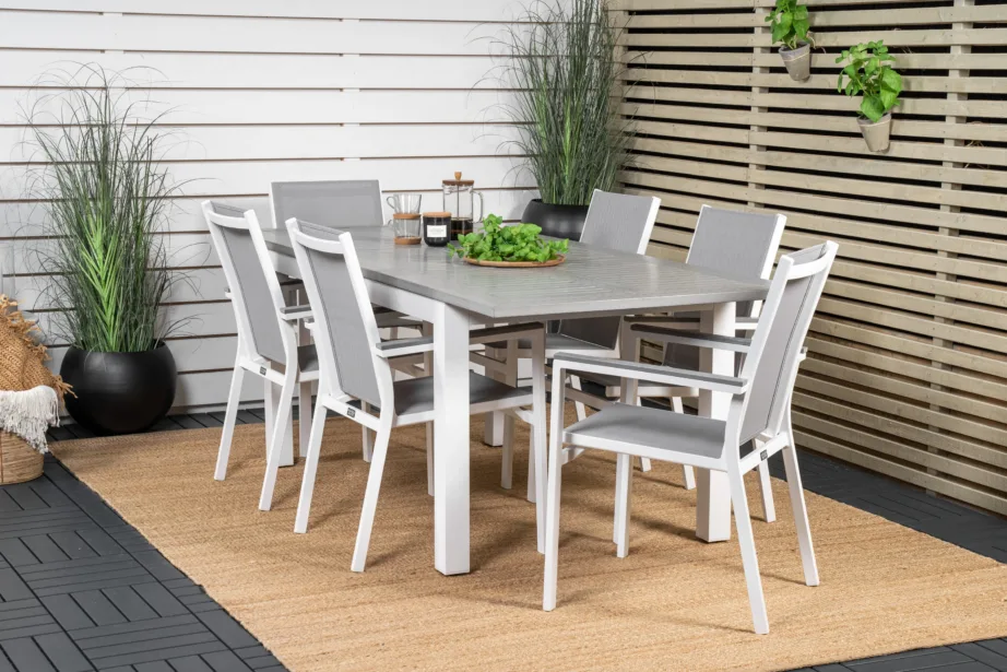 Pikendatav aiamööbli söögikomplekt Albany (valge alumiinium, hall aintwood, 6 tooli), GR18999 – 8