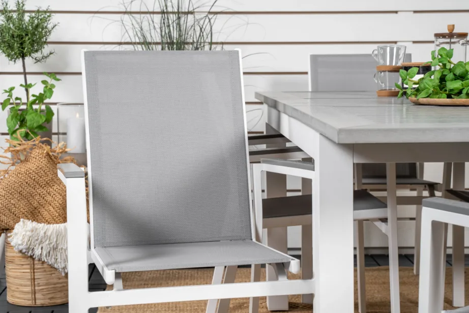 Pikendatav aiamööbli söögikomplekt Albany (valge alumiinium, hall aintwood, 6 tooli), GR18999 – 10