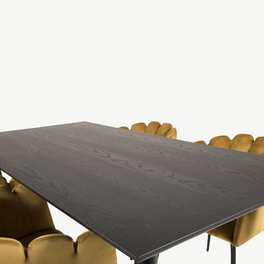 Must söögilauakomplekt Dipp ja kuldkollased sametist Limhamn toolid, GR19178 – 3