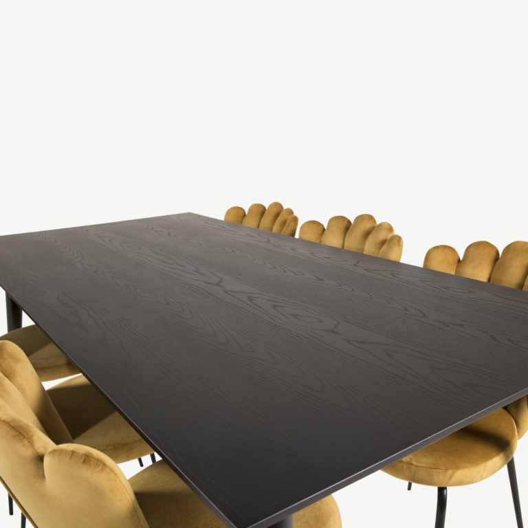 Must söögitoakomplekt Dipp kuldsete samettoolidega Limhamn (180x90 cm) - GR19185