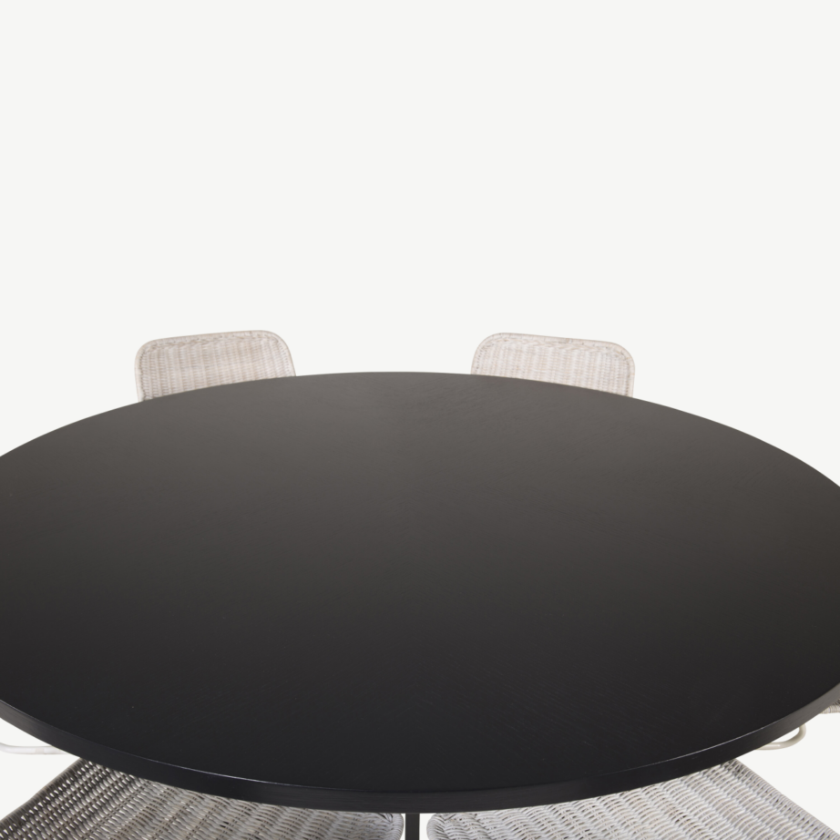 Ümmargune söögilaud Copenhagen valgete rotangtoolidega (6 tk, must, Ø140 cm), GR19253 – 2
