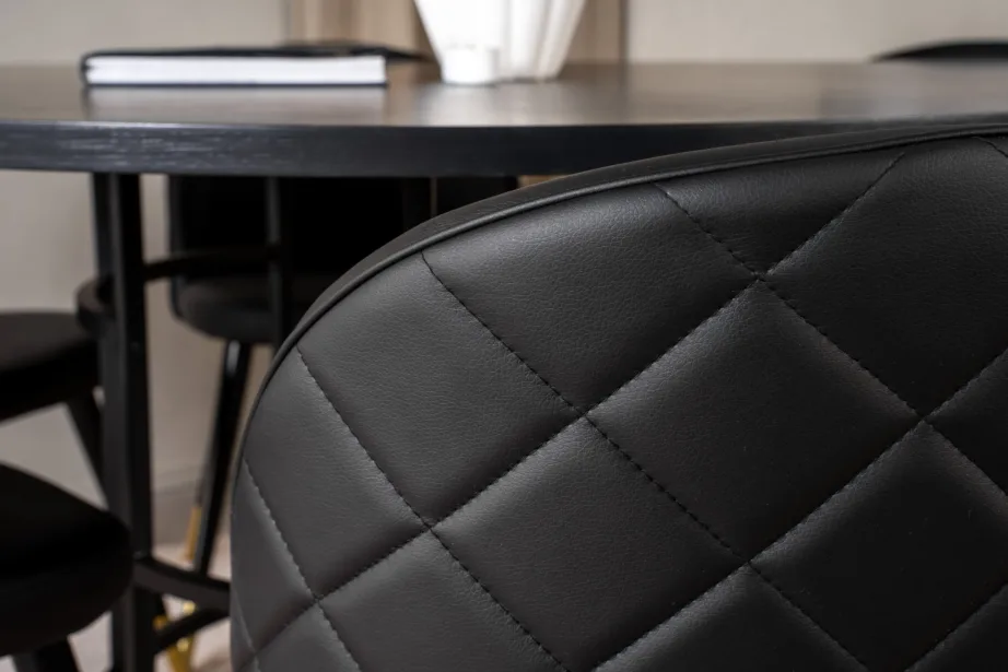 Ümmargune must söögilaud Copenhagen toolidega, kuldsete detailidega (6-tooliline komplekt), GR19259 – 5