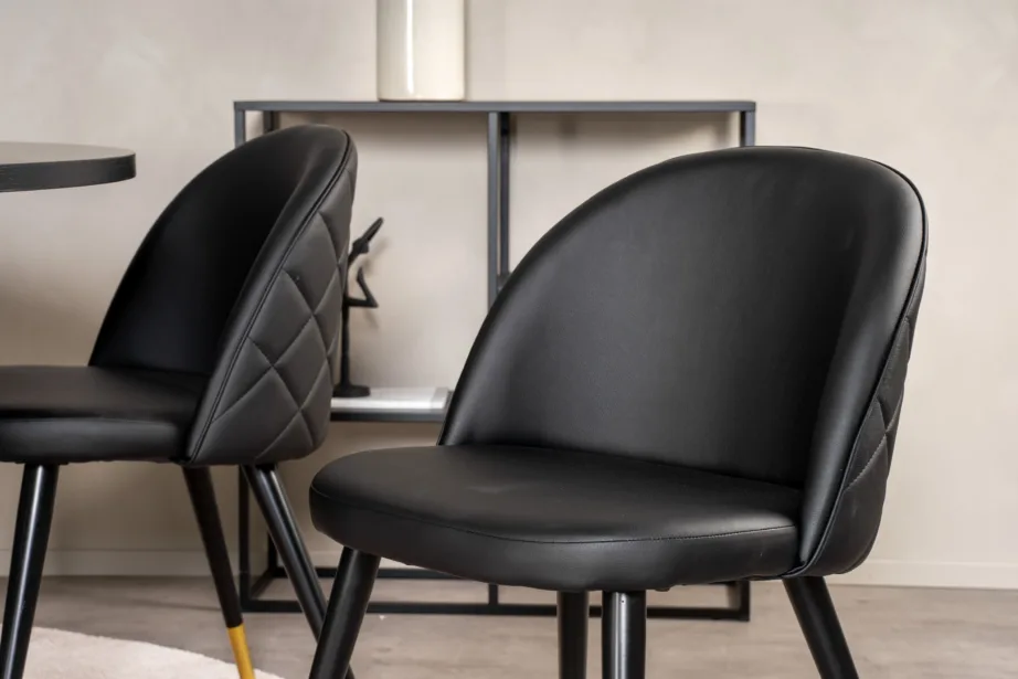 Ümmargune must söögilaud Copenhagen toolidega, kuldsete detailidega (6-tooliline komplekt), GR19259 – 6