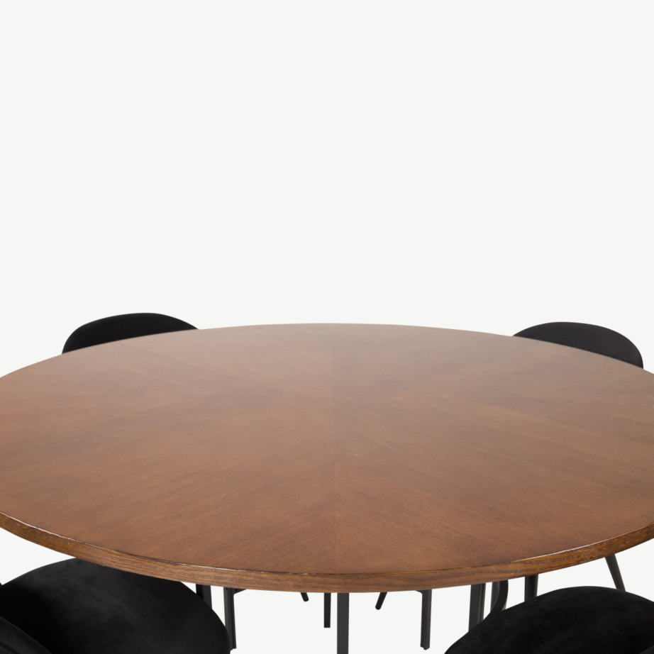 Ümmargune söögilaud Copenhagen toolidega mustas velvetkangas, GR19329 – 2