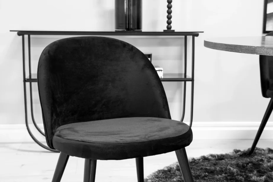 Ümmargune söögilaud Copenhagen toolidega mustas velvetkangas, GR19329 – 6