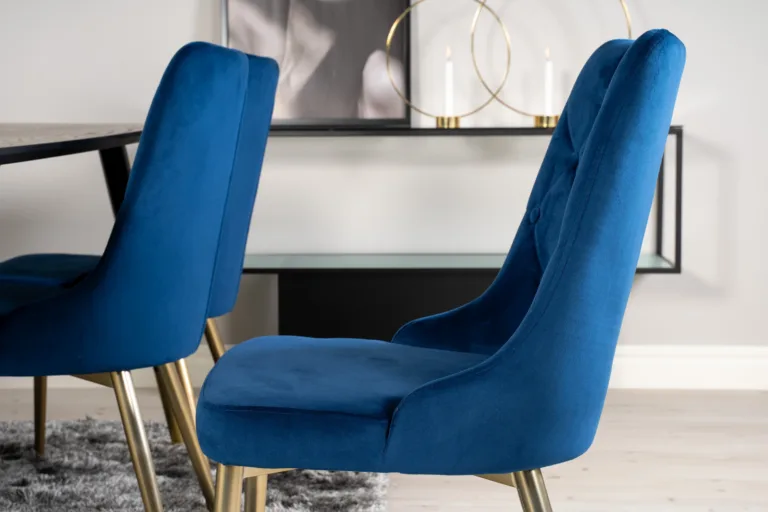 Must Dipp ristkülikukujuline söögilauakomplekt siniste Velvet Deluxe toolidega (6 tk) - GR19342
