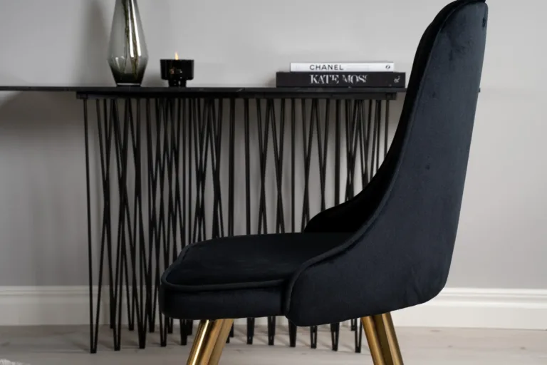 Dipp ümmargune söögilaud toolidega, 115 cm, must/kuldne velvetist toolid - GR19346