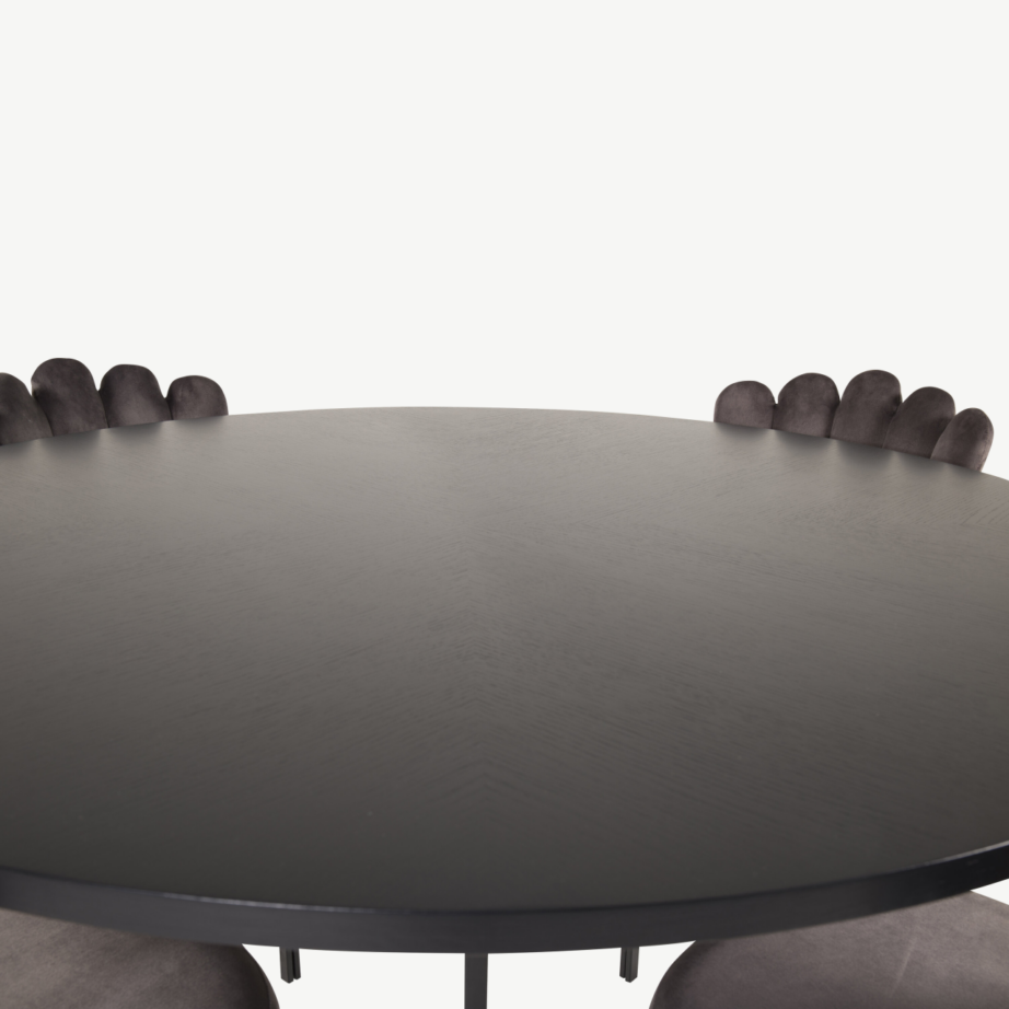Ümmargune must söögilauakomplekt Copenhagen, hallid toolid, Ø140 cm, GR19400 – 2