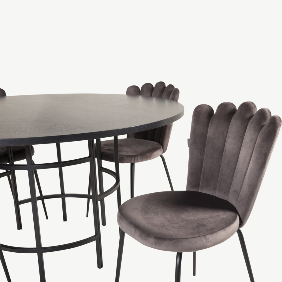 Ümmargune must söögilauakomplekt Copenhagen, hallid toolid, Ø140 cm, GR19400 – 3