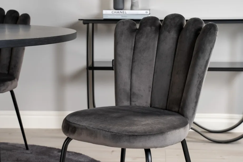 Ümmargune must söögilauakomplekt Copenhagen, hallid toolid, Ø140 cm, GR19400 – 6