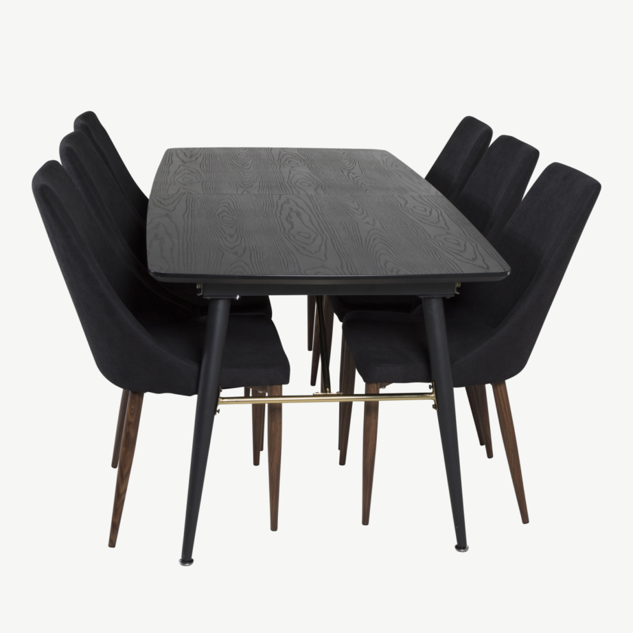 Lahtikäiv must söögilauakomplekt messingdetailide ja Leone toolidega Gold (6 tooli), GR19410 – 2