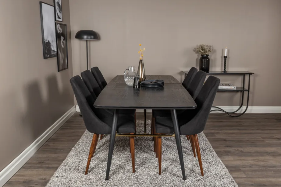 Lahtikäiv must söögilauakomplekt messingdetailide ja Leone toolidega Gold (6 tooli), GR19410 – 3