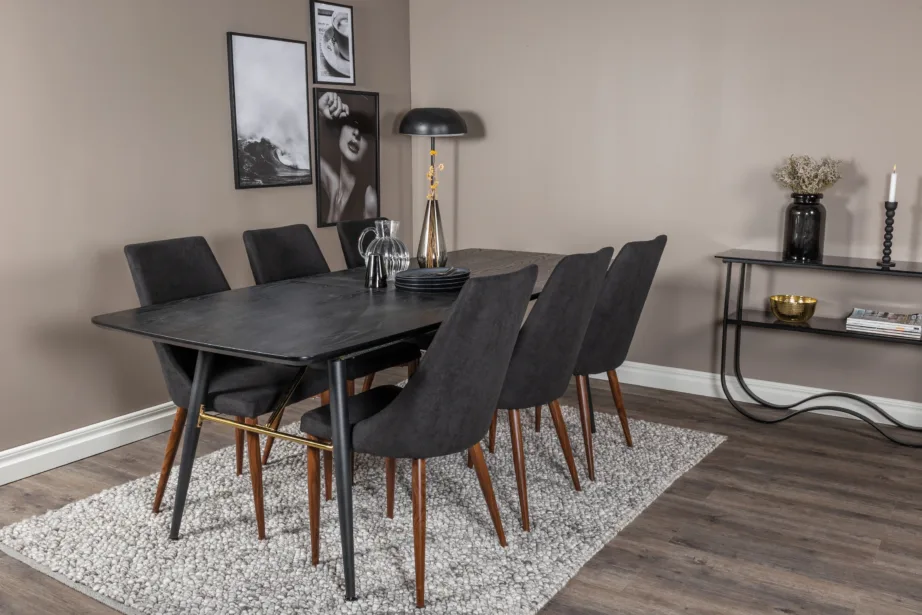 Lahtikäiv must söögilauakomplekt messingdetailide ja Leone toolidega Gold (6 tooli), GR19410 – 4