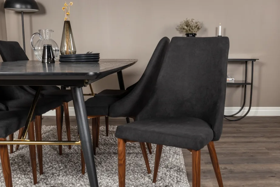 Lahtikäiv must söögilauakomplekt messingdetailide ja Leone toolidega Gold (6 tooli), GR19410 – 5