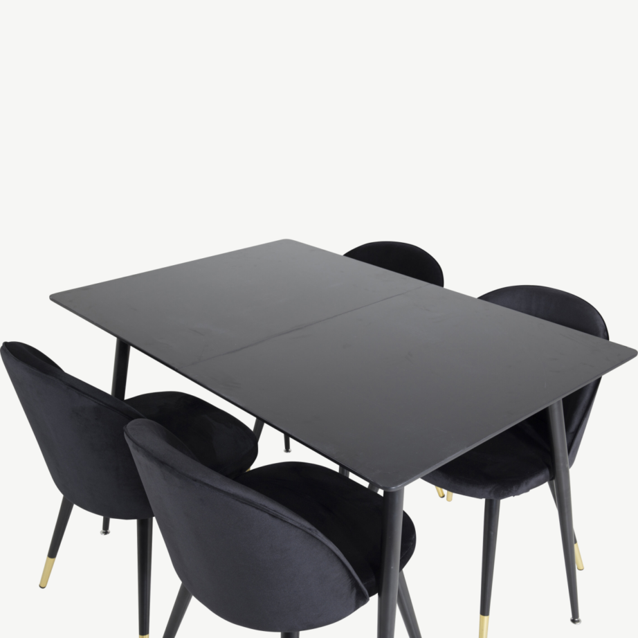 Silar must ristkülikukujuline söögikomplekt sametist toolidega, MDF laud, GR19600 – 4