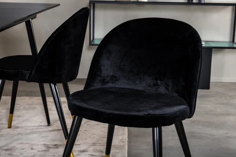 Silar must ristkülikukujuline söögikomplekt sametist toolidega, MDF laud - GR19600
