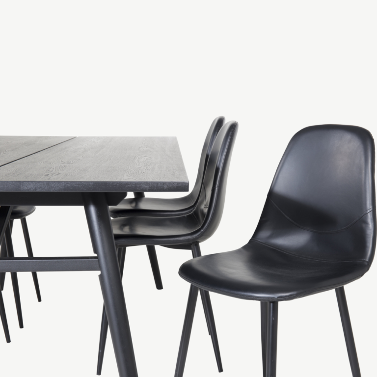 Must harjatud Sleek söögilaud ja kuus Polar tooli – põhjamaine söögigrupi komplekt - GR19609
