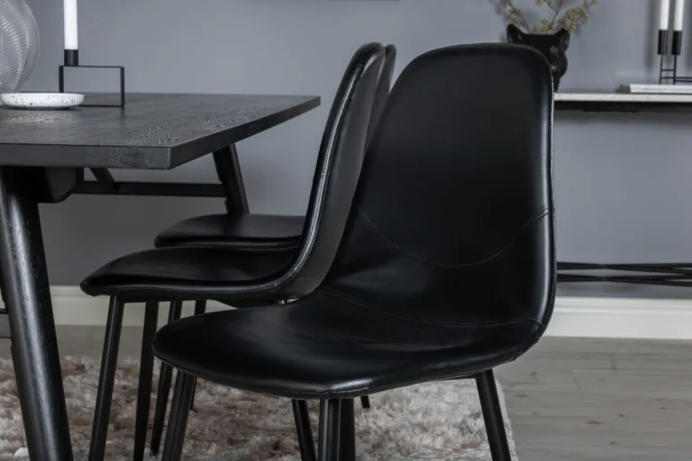Must harjatud Sleek söögilaud ja kuus Polar tooli – põhjamaine söögigrupi komplekt - GR19609