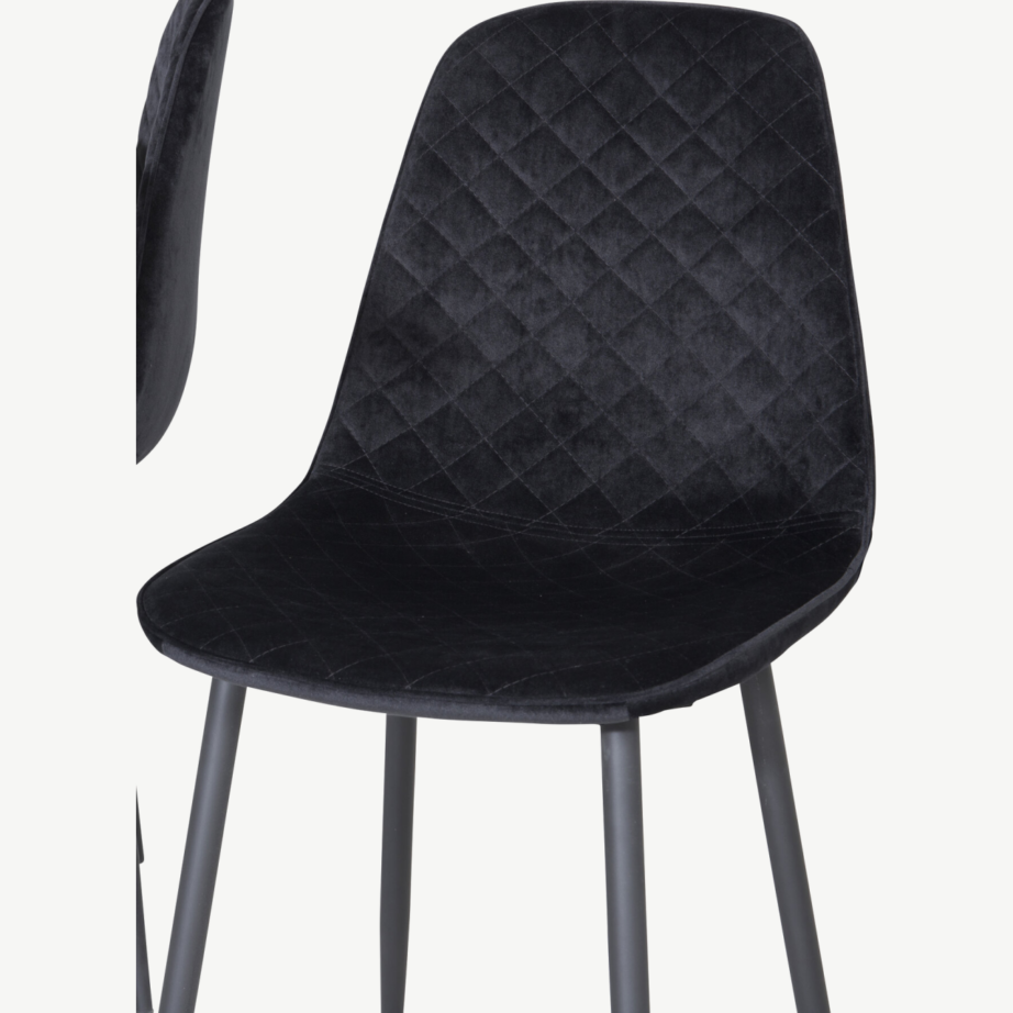 Silar ristkülikukujuline must söögilaua komplekt, MDF-plaadist laud ja sametkattega toolid, GR19641 – 3