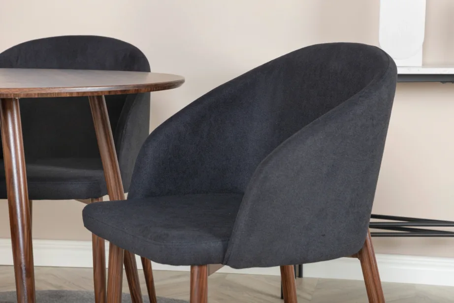 Ümmargune söögilaud Plaza 100 cm toolidega Arch (pähklitoon, must kangas), GR19670 – 7